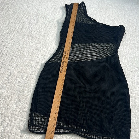 New! Revolve Sherwood black mini dress one shoulder with mesh and cutouts Small - Picture 4 of 6